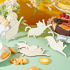 Незаконченные вырезки из дерева в форме кошки&nbsp;WOOD-WH0029-48