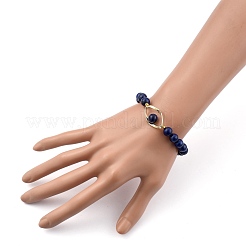 Bracciali con perline elastiche in lapislazzuli naturali (tinti).&nbsp;BJEW-JB05426-04