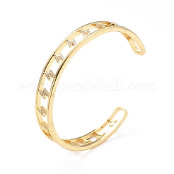 Прозрачный кубический цирконий молния открытый браслет-манжета&nbsp;BJEW-A123-01G