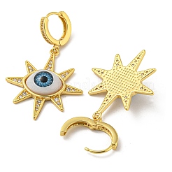 Серьги-кольца из латуни в форме солнца с глазом&nbsp;EJEW-A033-04G-01