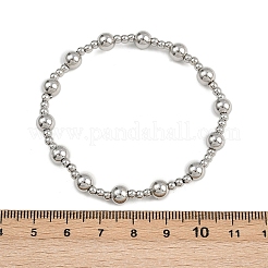 6шт 6 стиля латунные круглые бусины эластичные браслеты для женщин BJEW-D357-04G