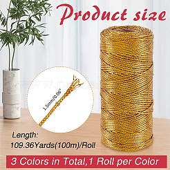 3 Rolle 3 Farben geflochtene Polyester-Metallschnur&nbsp;OCOR-ME0001-62