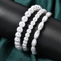 Браслеты из пластиковых бусин с жемчугом для женщин&nbsp;BJEW-L716-01P