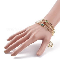 3 set di braccialetti a maglie quadrate in vetro a 3 colori&nbsp;BJEW-TA00075