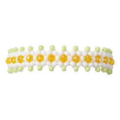 女性のためのガラスシードビーズブレスレット  ゴールド  6-3/4インチ（17cm）&nbsp;BJEW-MZ00139-02