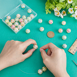 30 шт. прозрачных акриловых бусин с принтом&nbsp;MACR-PH0002-09