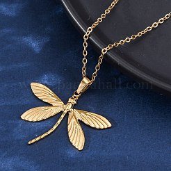 Ожерелья с подвеской в виде стрекозы из нержавеющей стали 304 NJEW-H059-05G