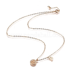Colliers à pendentif double lettre en laiton micro pavé clair zircone cubique&nbsp;NJEW-Z010-02