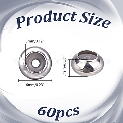 60 шт. бусины из нержавеющей стали марки 304&nbsp;STAS-HY0001-63