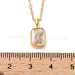 Collane con pendente geometrico da donna in acciaio inossidabile 304 con pavé di zirconi cubici trasparenti.&nbsp;SA-CBA8C9C-11A-G