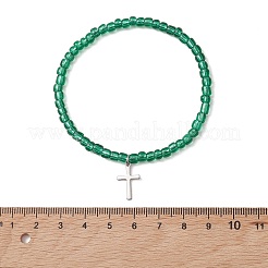 12 bracciale con ciondolo a croce in acciaio inossidabile 201&nbsp;BJEW-JB13549