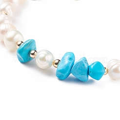 Bracciale in howlite sintetica e perline con ciondoli a cuore in lega smaltata&nbsp;BJEW-JB08039-04