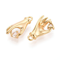 Латунные микропаве прозрачные подвески с фианитом&nbsp;KK-T078-06G-02
