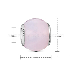 スターリングシルバーの幾何学的なファセット925つ  ライトピンクのガラスrondelleヨーロッパのビーズ  11.06x9.65mm  穴：4.38mm&nbsp;TS-C-159