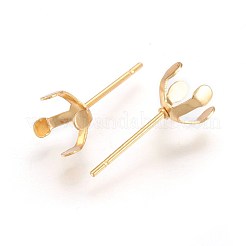 304ステンレススチールスタッドピアス金具  プロングイヤリングのセッティング  ゴールドカラー  15x6.5mm  内径：6mm  ピン：0.7mm&nbsp;STAS-L219-03B-G