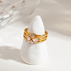 3 комплект колец из нержавеющей стали 304 с микропаве из кубического циркония RJEW-S625-02G