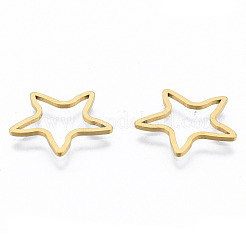 201 ステンレススチールリンクリング  スター  ゴールドカラー  16x16.5x1mm  内径：9x9.5mm&nbsp;STAS-N090-T19-2
