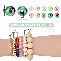 60 шт. 10-цветное УФ-покрытие непрозрачные двухцветные акриловые бусины с эффектом кракле&nbsp;MACR-PH0001-86
