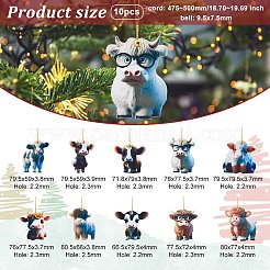 10 шт. 10 стиля мультяшный скот акриловые подвесные украшения HJEW-OC0001-33