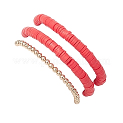 3 шт. 3 стиля браслет из полимерной глины с бусинами и браслет с подвесками в виде яблока из сплава и эмали для женщин&nbsp;BJEW-TA00607