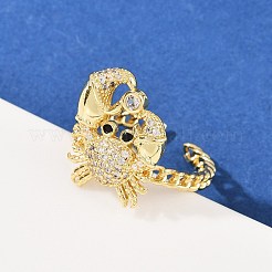 Латунные микро проложить манжеты кольца кубического циркония&nbsp;RJEW-P167-02B-G