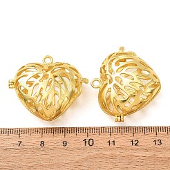 真鍮のケージペンダント  ハートチャーム  ラックめっき  ゴールドカラー  31x35x14mm  穴：2mm&nbsp;KK-CBA8ACD-02G-D