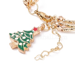 Многожильный браслет из бисера из блестящего стекла и латуни BJEW-TA00108