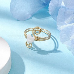 Кольцо-манжета из натуральной ракушки RJEW-JR00645-02