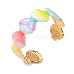 Браслеты-манжеты из нержавеющей стали Ocean 304 с эмалью для женщин BJEW-F518-02D-G