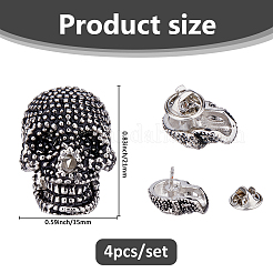 4 шт. латунная булавка с черепом&nbsp;JEWB-FH0002-12