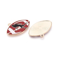 合金エナメルチャーム  人間味あふれるラグビー  ゴールドカラー  暗赤色  18.5x28x1mm  穴：1.6mm&nbsp;ENAM-T025-02G-03