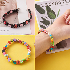 Ручной полимерной глины плоские круглые с большой буквы бисера CLAY-CW0001-01