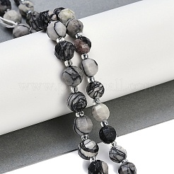 Бусины из натурального черного камня G-G182-B32-03