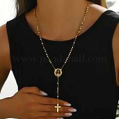 Collane con rosario in acciaio inossidabile 201 con perline da donna&nbsp;HN1728-3