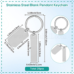 20 шт. 201 нержавеющая сталь заготовка брелок-подвеска KEYC-SC0001-62A
