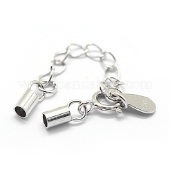 Наконечники для шнура из стерлингового серебра 925 пробы с родиевым покрытием STER-I016-129D