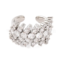 Anelli a polsino aperti in ottone con micro pavé di zirconi trasparenti&nbsp;RJEW-U009-08P-01