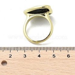 Anillos de dedo con obsidiana natural y latón en forma de corazón&nbsp;X-RJEW-D304-01G-G