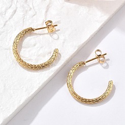 Серьги-гвоздики в форме буквы С из нержавеющей стали 304&nbsp;EJEW-R017-03G-01