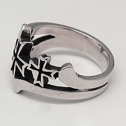 Personalisierte Retro 304 Edelstahl Kreuzringe für Männer&nbsp;RJEW-F006-116-22mm