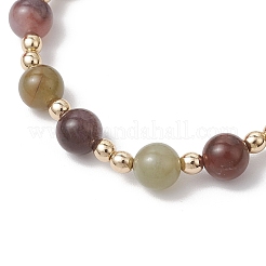 3 bracelet de perles rondes en aigue-marine naturelle&nbsp;BJEW-JB11933