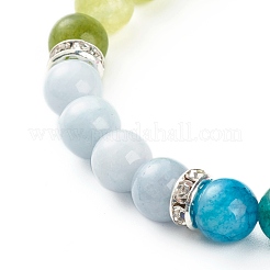 Браслет из круглых бусин из натурального халцедона BJEW-JB06925