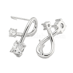 Серьга из латуни с прозрачным фианитом и микро-паве&nbsp;EJEW-U009-01P