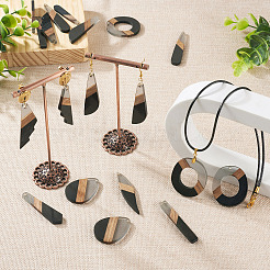 20 pièces 10 styles de pendentifs en résine et bois de noyer&nbsp;RESI-TA0001-62