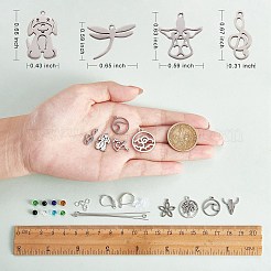 DIYイヤリング作成キット  花と山の304と201のステンレス鋼と合金のペンダントを含む  ガラスビーズ  真鍮製のピアスパーツ  ステンレス鋼色  384個/箱&nbsp;DIY-SZ0008-73