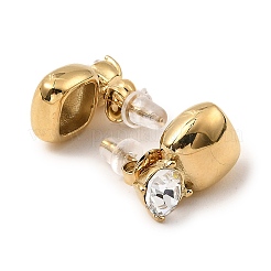 Стеклянные квадратные серьги-гвоздики&nbsp;EJEW-G358-04G-03