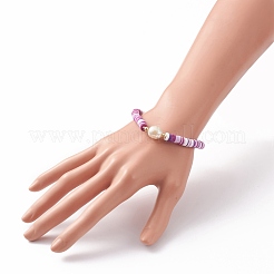 Braccialetti elastici perline heishi in argilla polimerica&nbsp;BJEW-JB05773