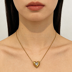 Colliers pendentifs géométriques en acier inoxydable 304 sertis de zirconiums cubiques transparents pour femmes&nbsp;WGD0538-04