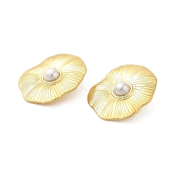 Серьги-гвоздики из нержавеющей стали 304 с жемчугом в виде цветка для женщин EJEW-U020-21G