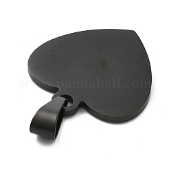 イオンプレーティング（IP）304ステンレスペンダント  空白タグのスタンプ  ハート  ブラック  26x25x1.5mm  穴：10x4.5mm&nbsp;STAS-I135-12B